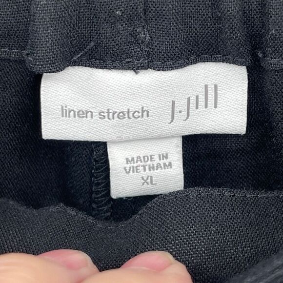 J.Jill Black Linen Stretch Pull-On Elastic Waist Pants Size XL - Picture 3 of 6